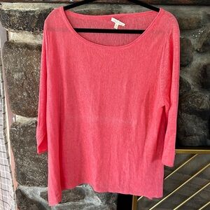 EUC 100% Linen Eileen Fisher Pink Sweater, XL